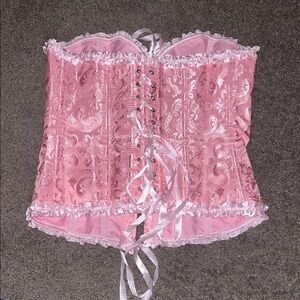 Pink Lace-Up Corset Bustier